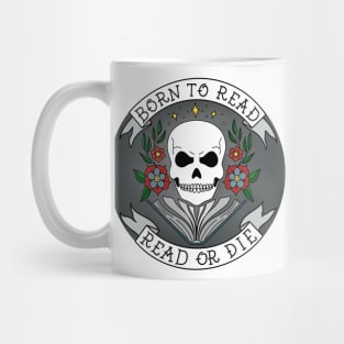 Read or Die Biker Skull in Grey Mug